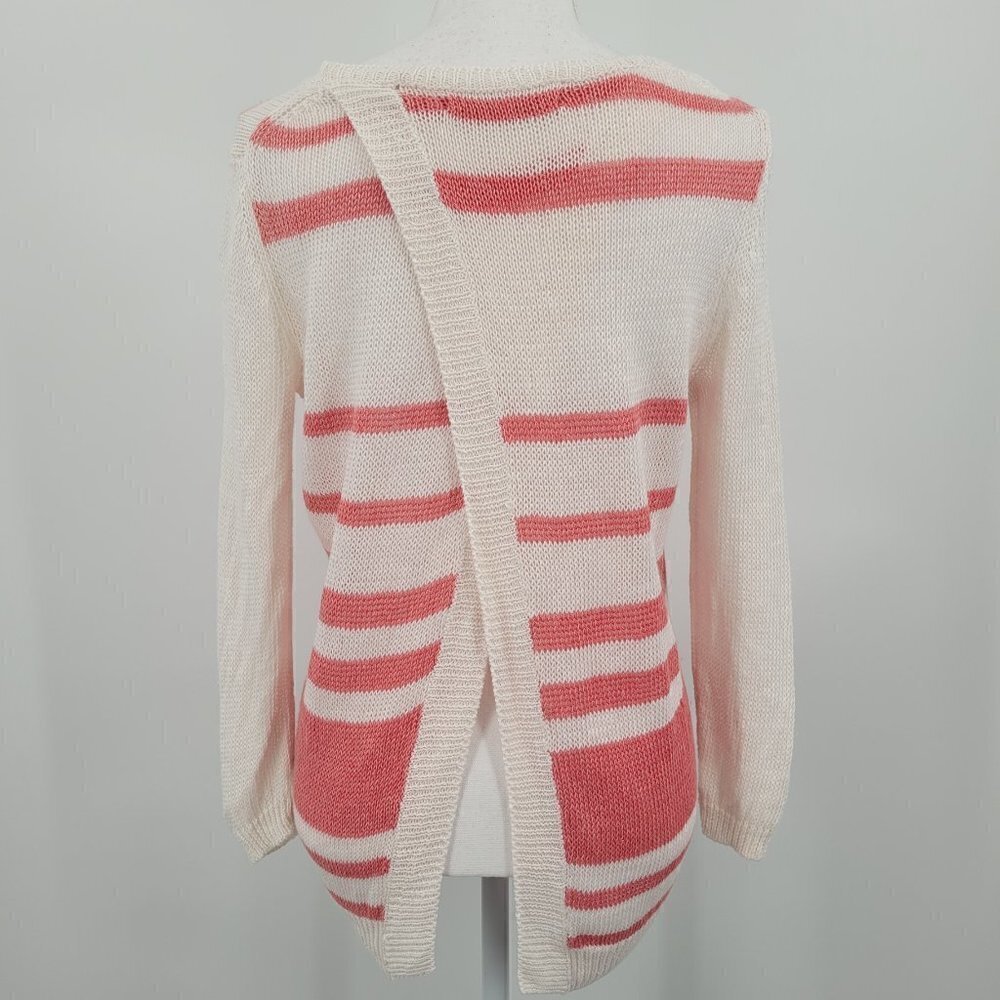 360Sweater Jagger Coral & Ivory Striped Sweater - Picture 3 of 7